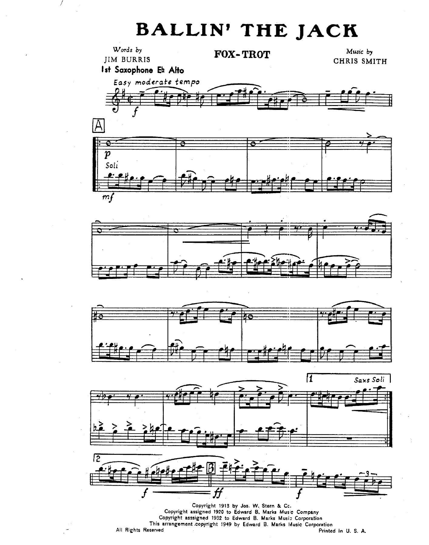 Ballin The Jack — sheet music preview