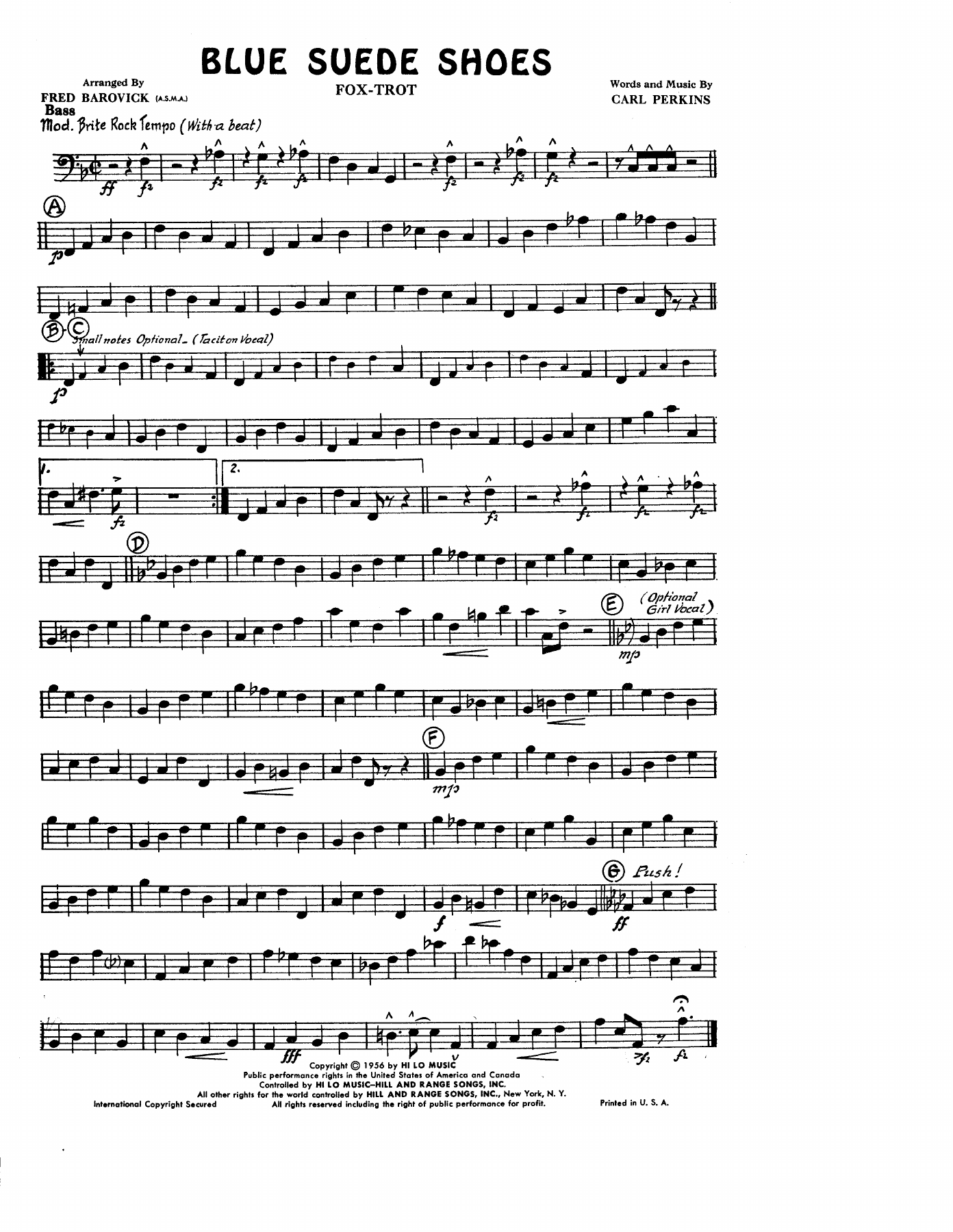 Blue Suede Shoes — sheet music preview