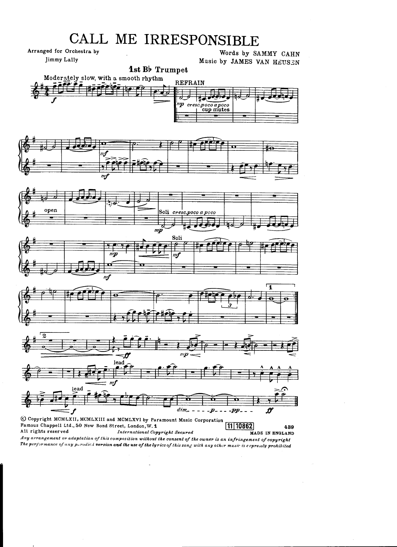 Call Me Irresponsible — sheet music preview