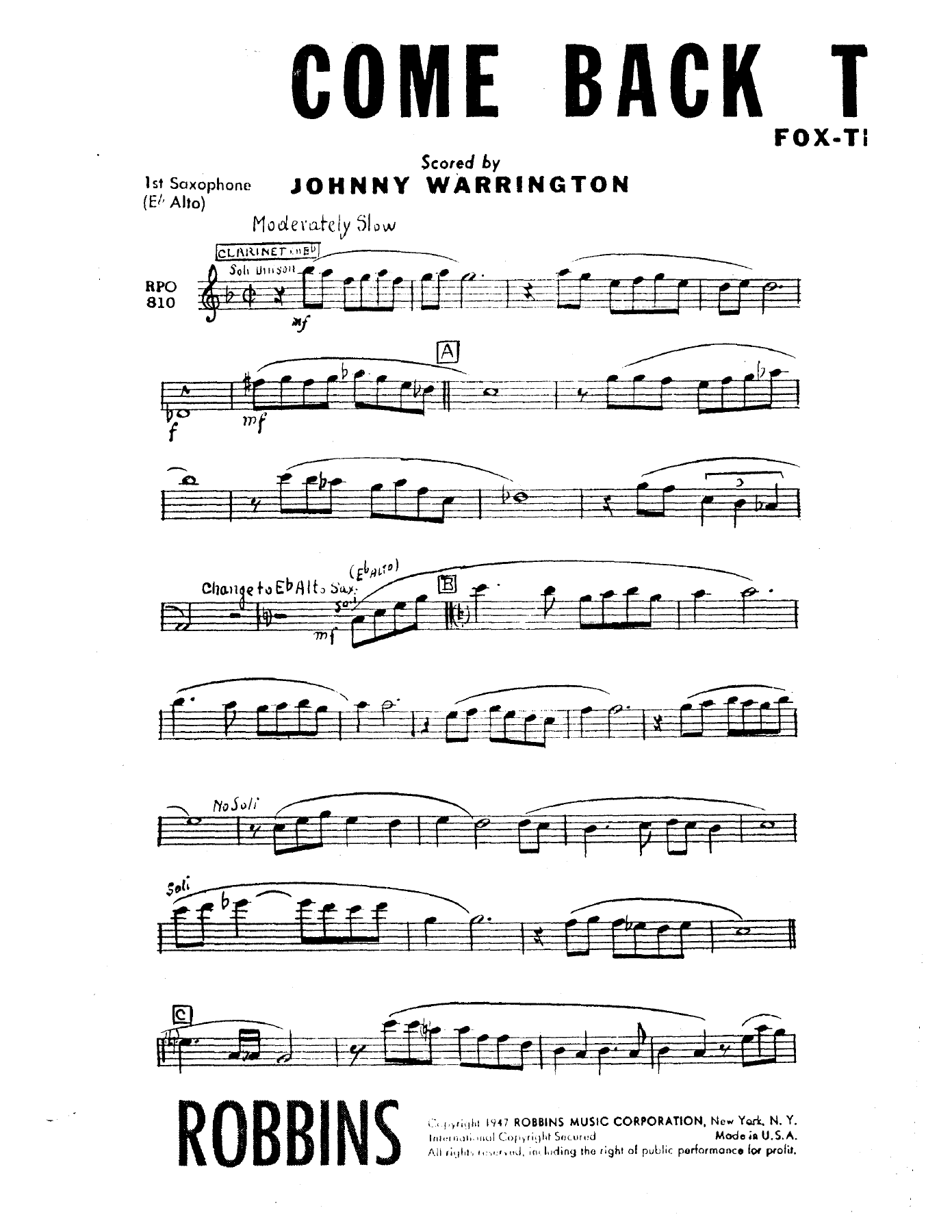 Come Back To Sorrento — sheet music preview