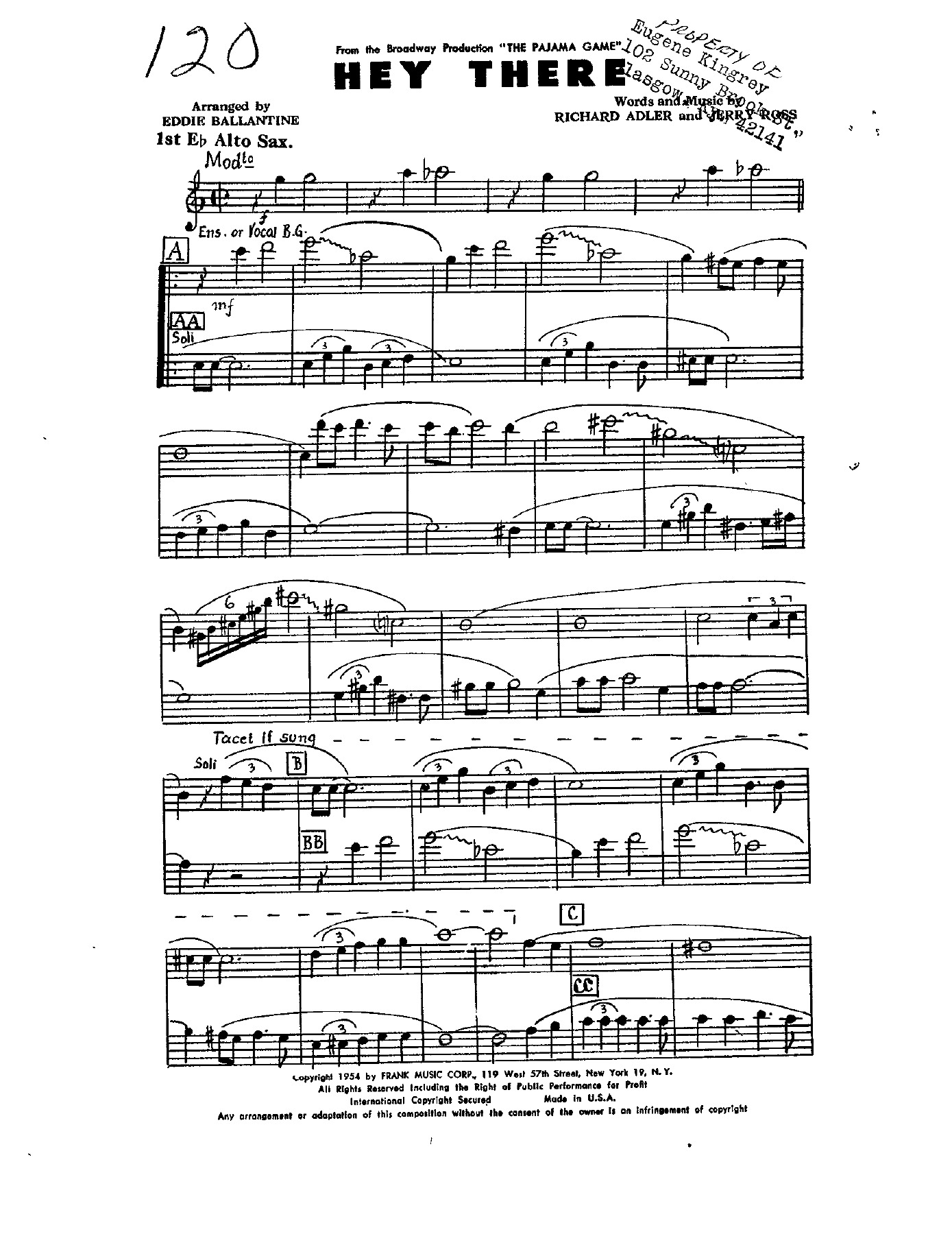 Hey There — sheet music preview