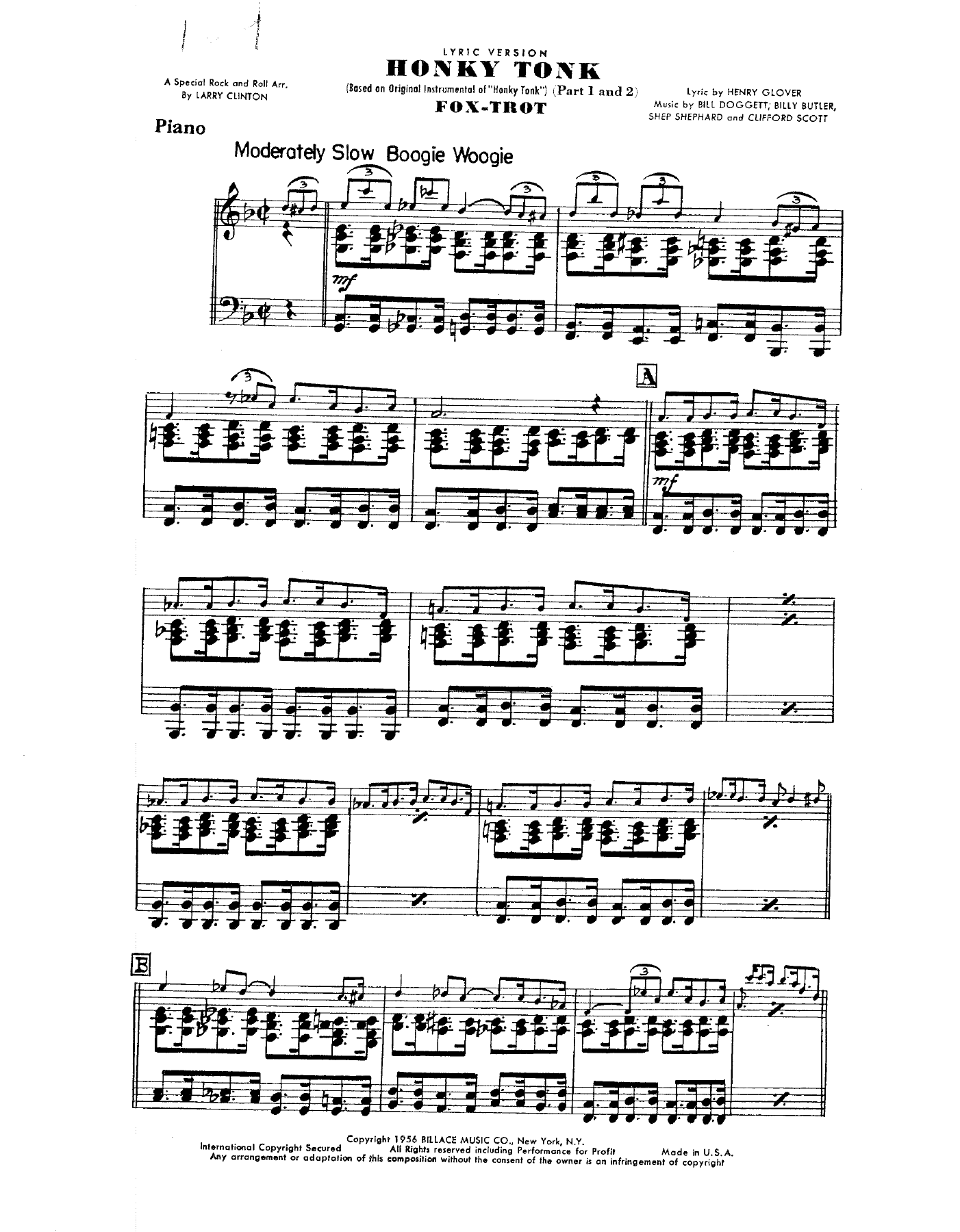 Honky Tonk — sheet music preview