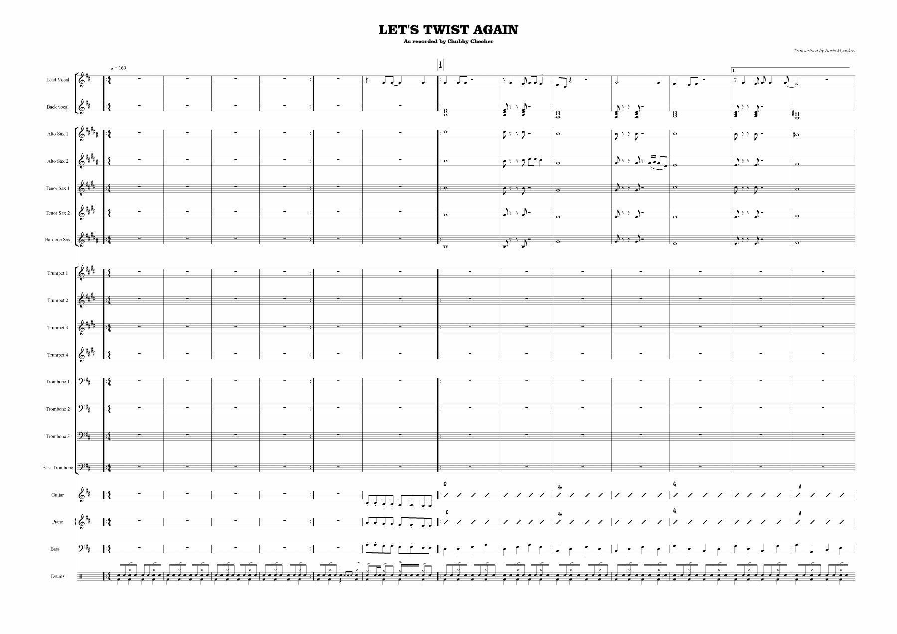 Let's Twist Again — sheet music preview