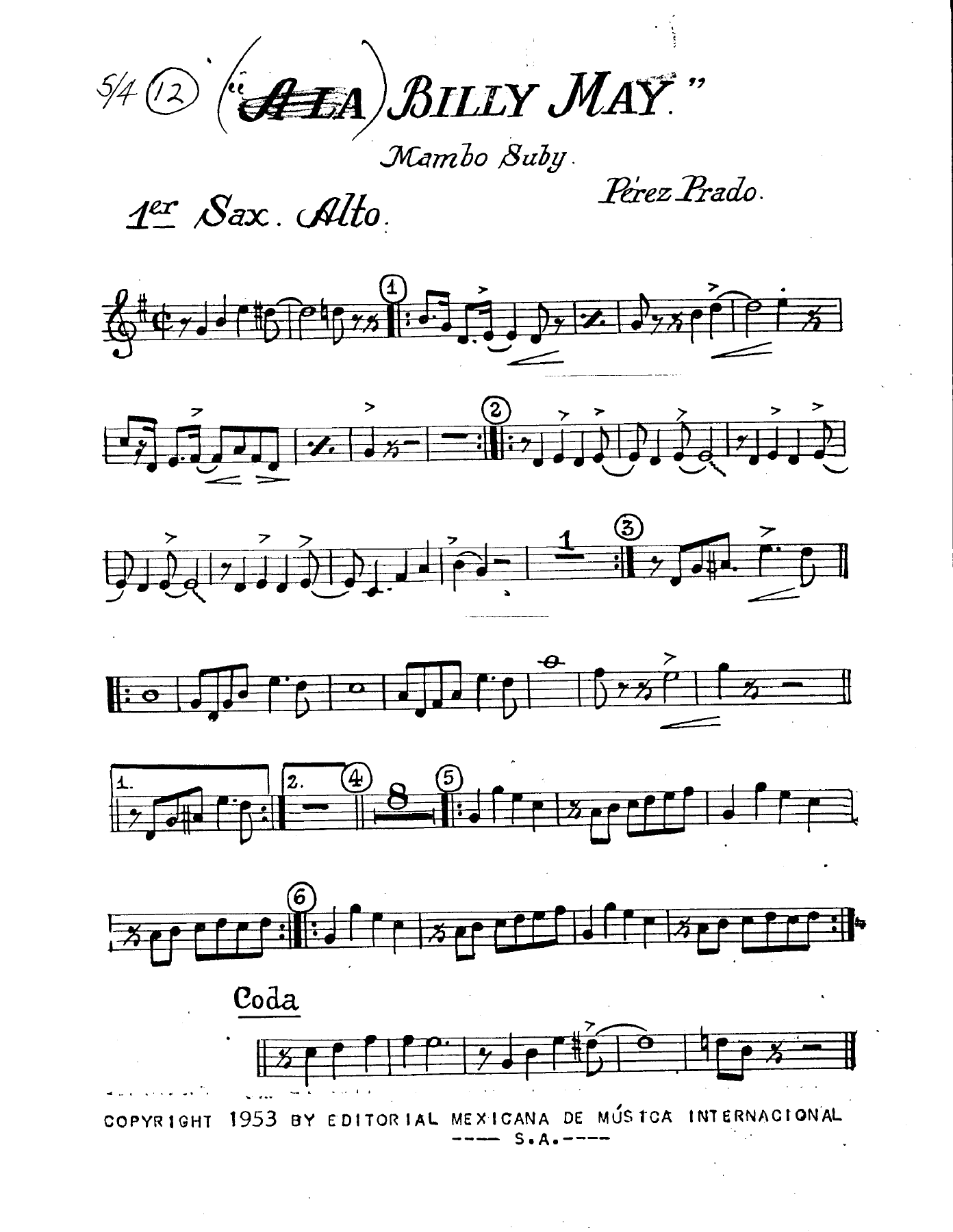 Billy May Mambo — sheet music preview