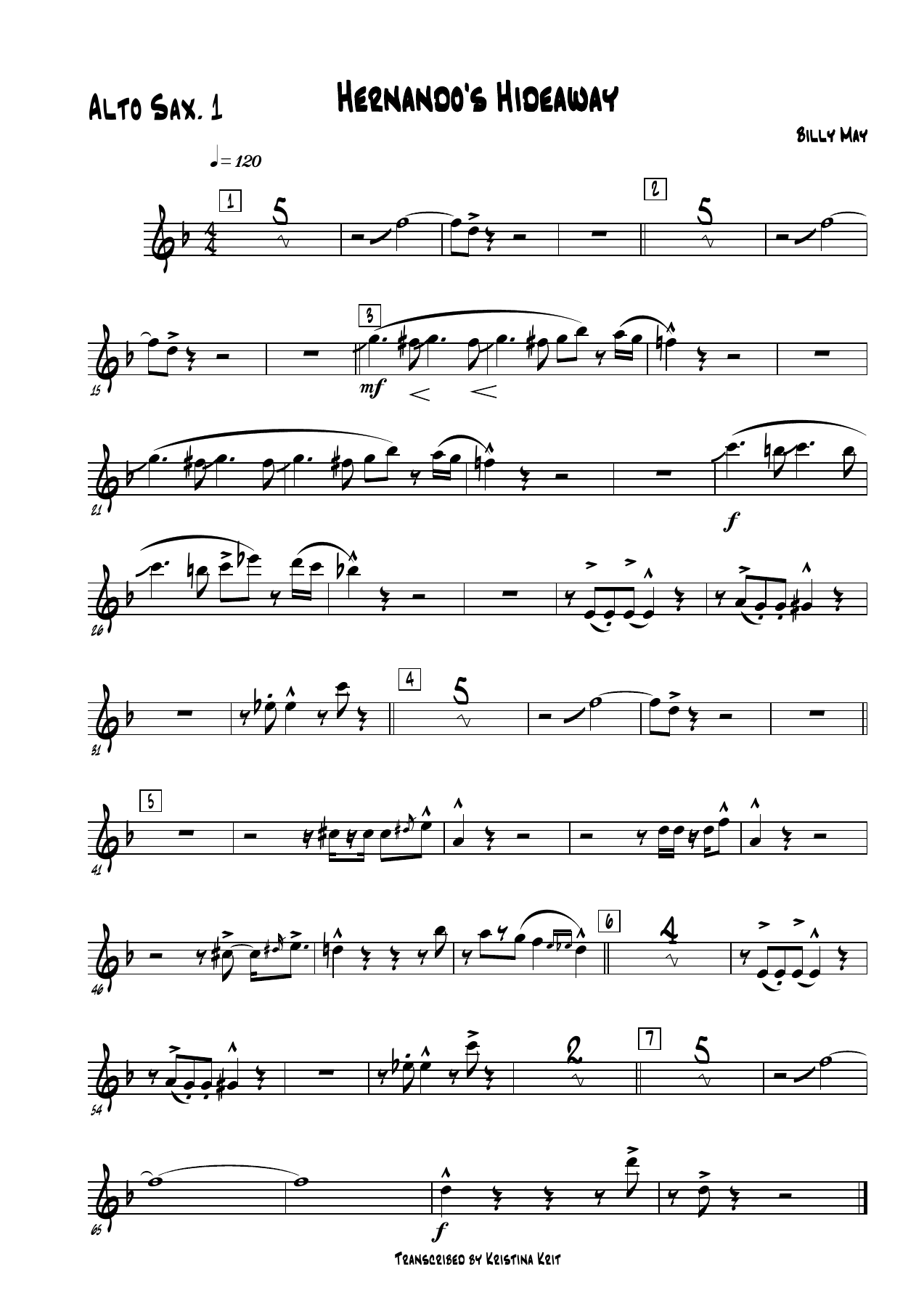 Hernando's Hideway — sheet music preview
