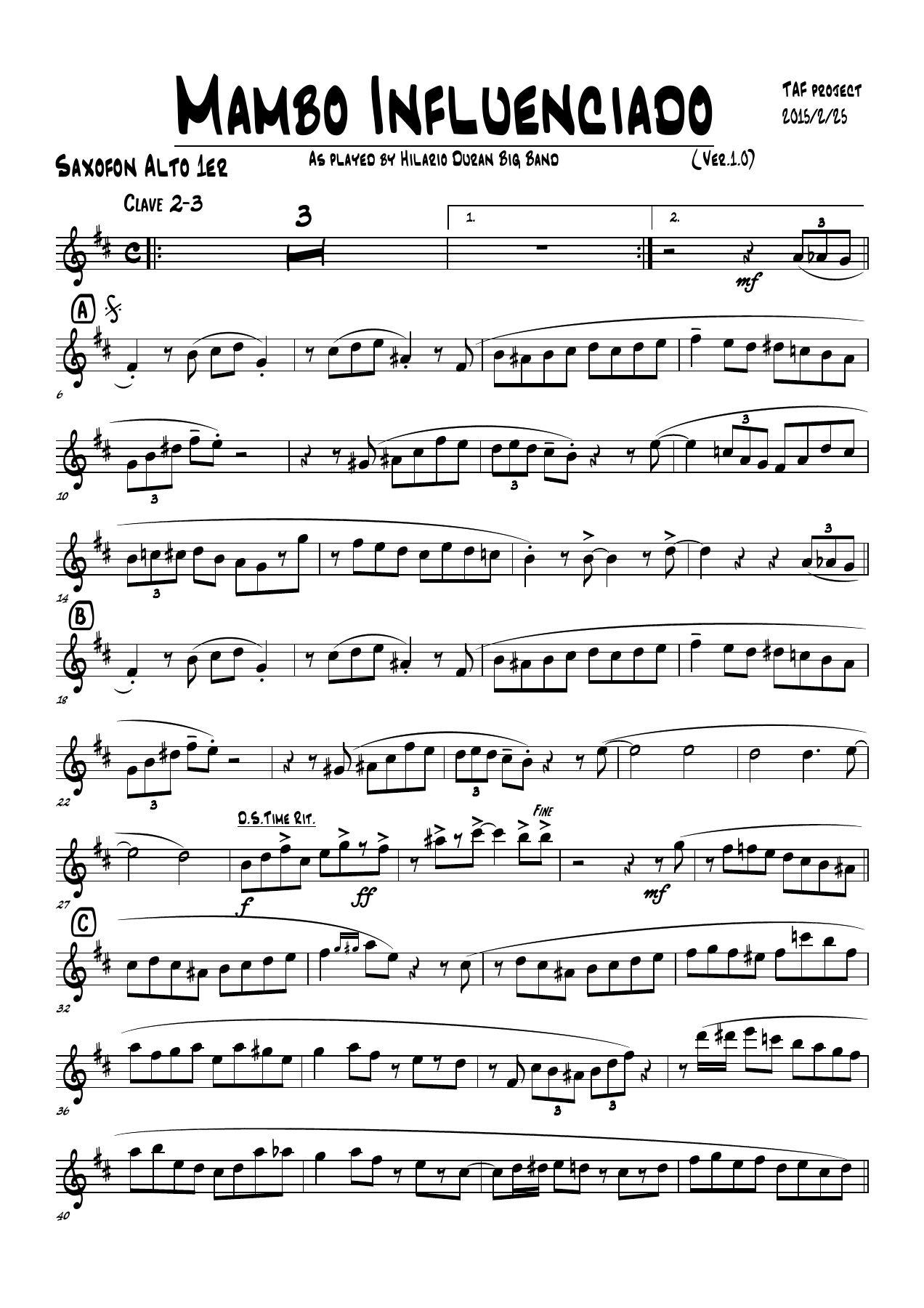 Mambo Influenciado — sheet music preview