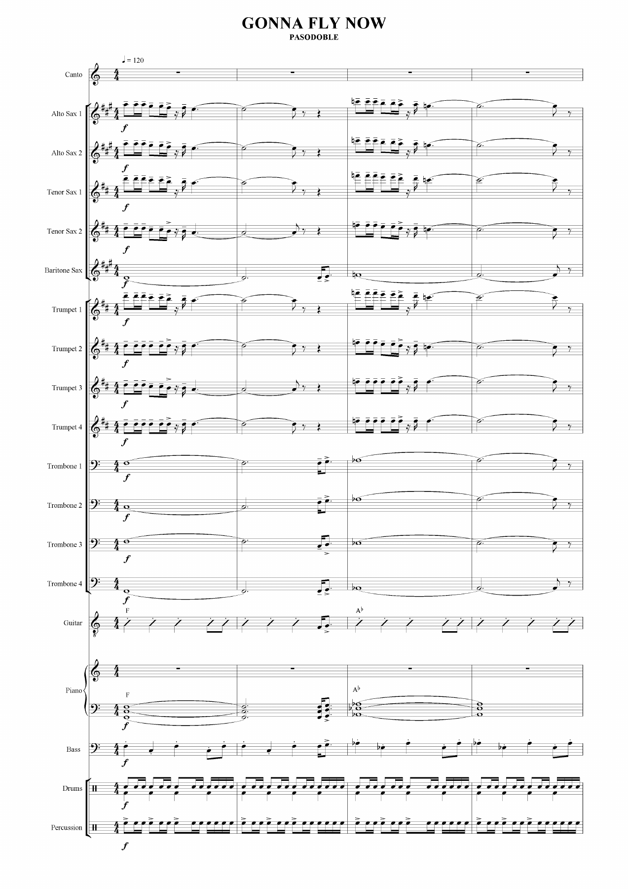 Gonna Fly Now — sheet music preview