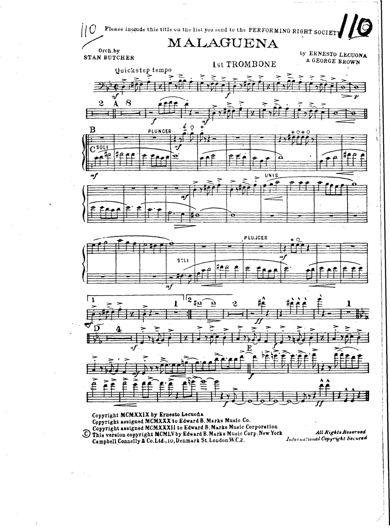 Malaguena — sheet music preview