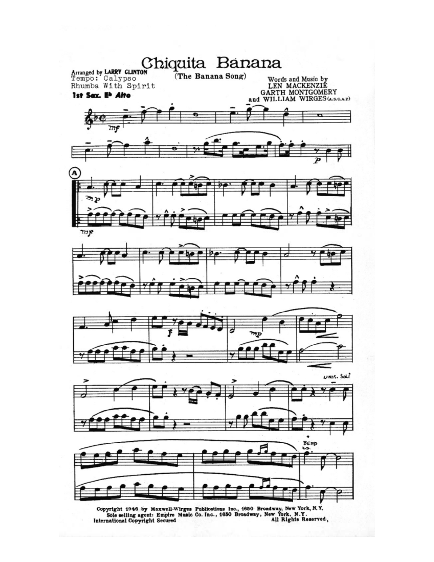 Chiquita Banana — sheet music preview