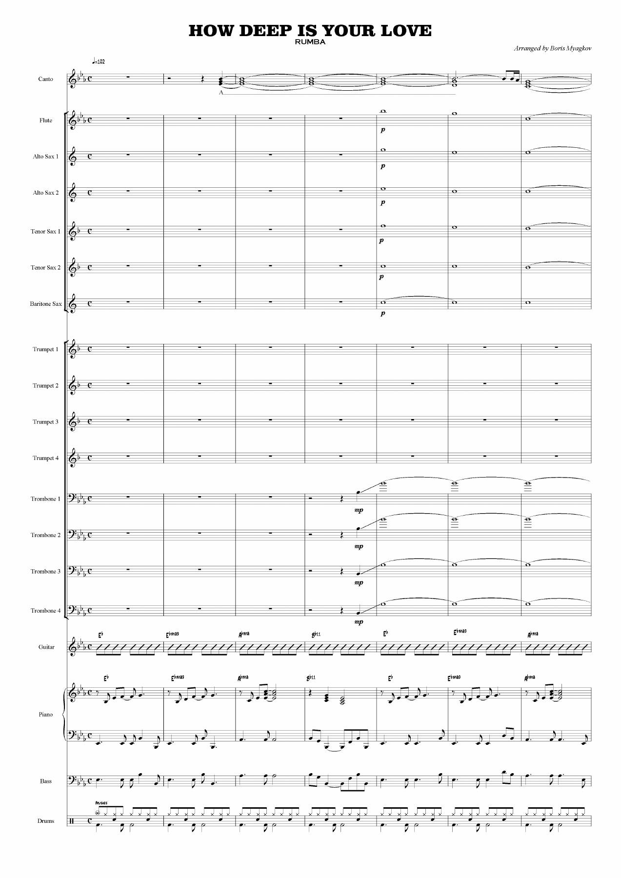 How Deep Is Your Love — sheet music preview