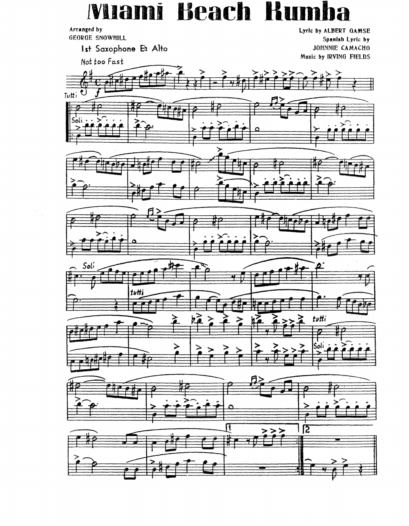 Miami Beach Rumba — sheet music preview