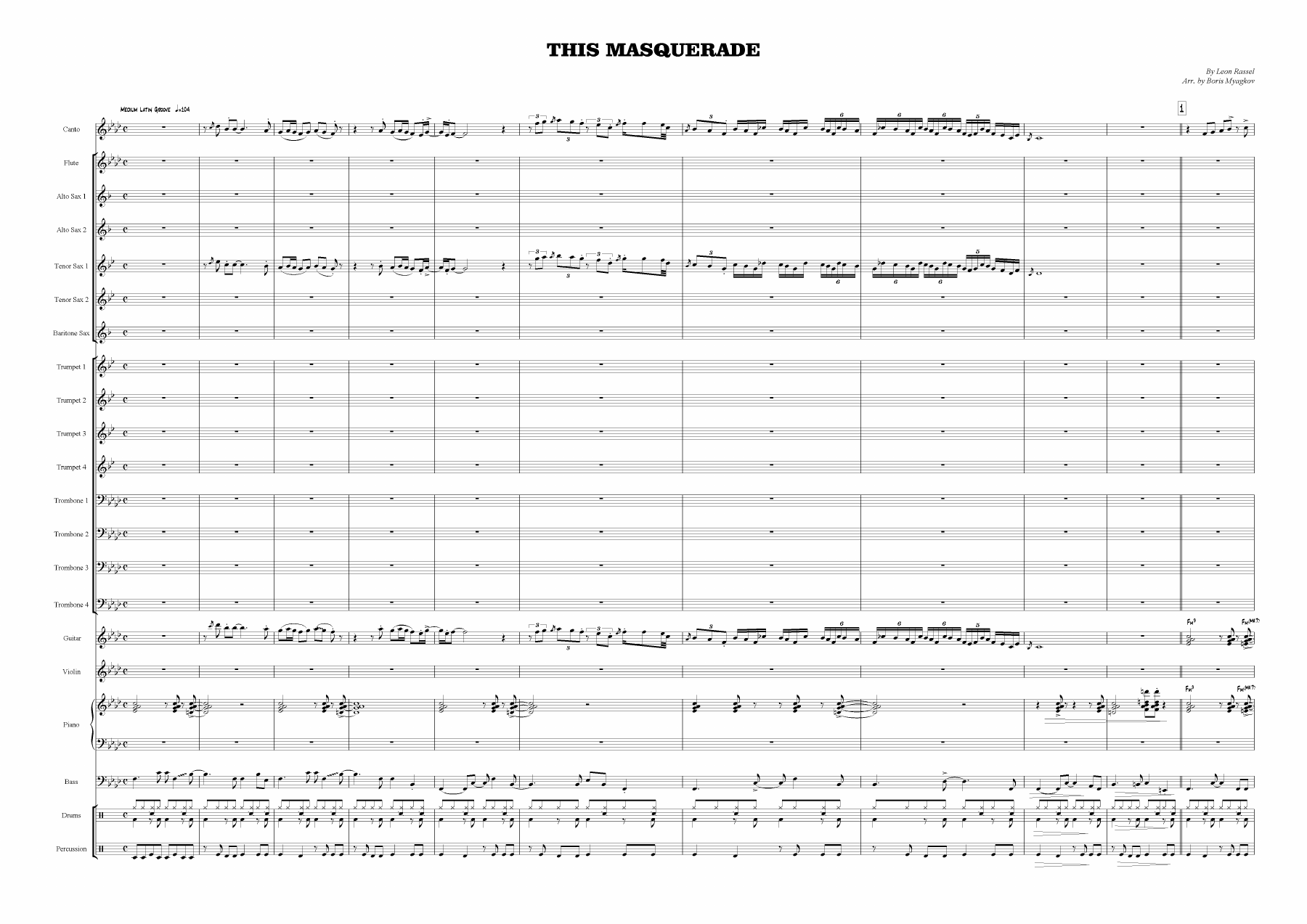 This Masquerade — sheet music preview