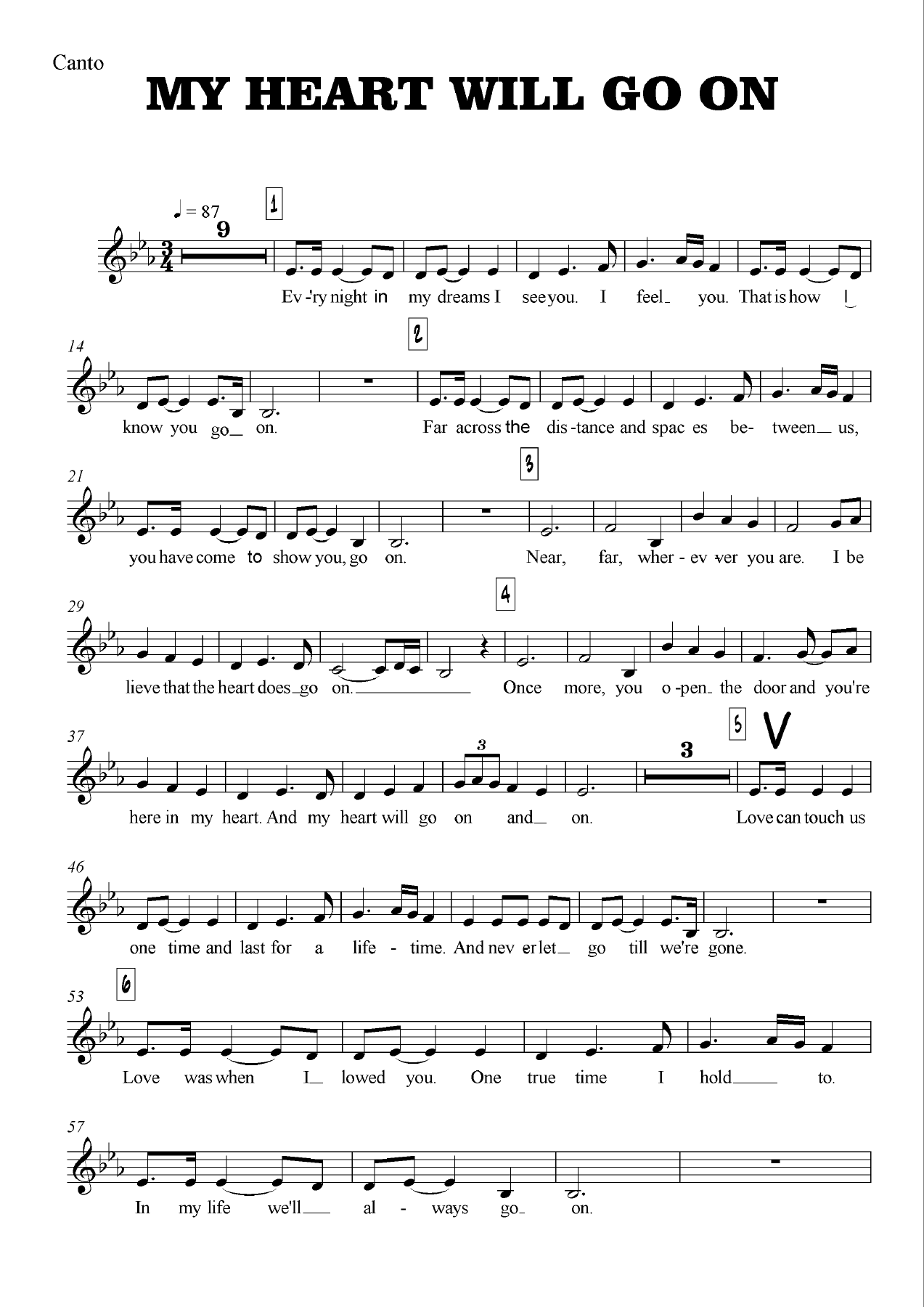 My Heart Will Go On — sheet music preview