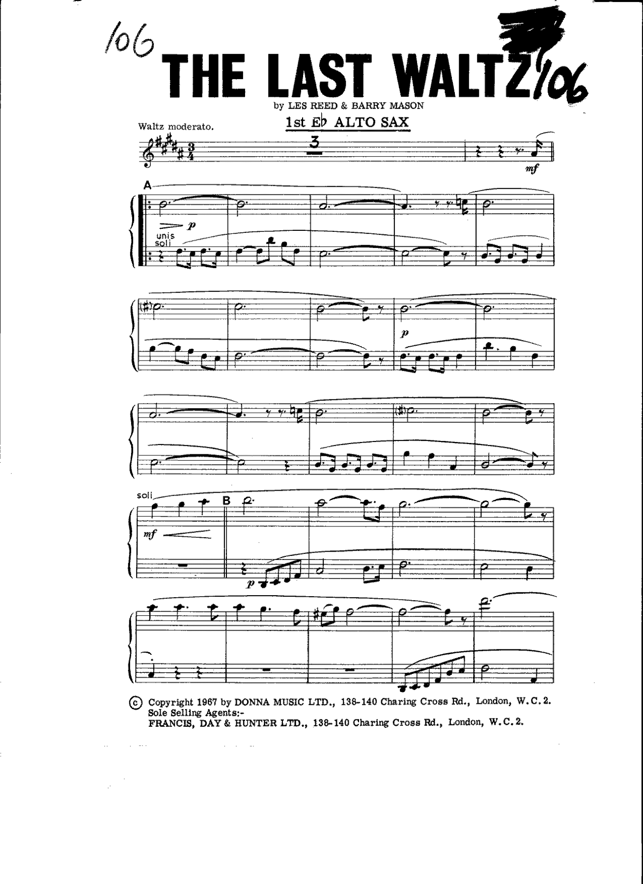 The Last Waltz — sheet music preview