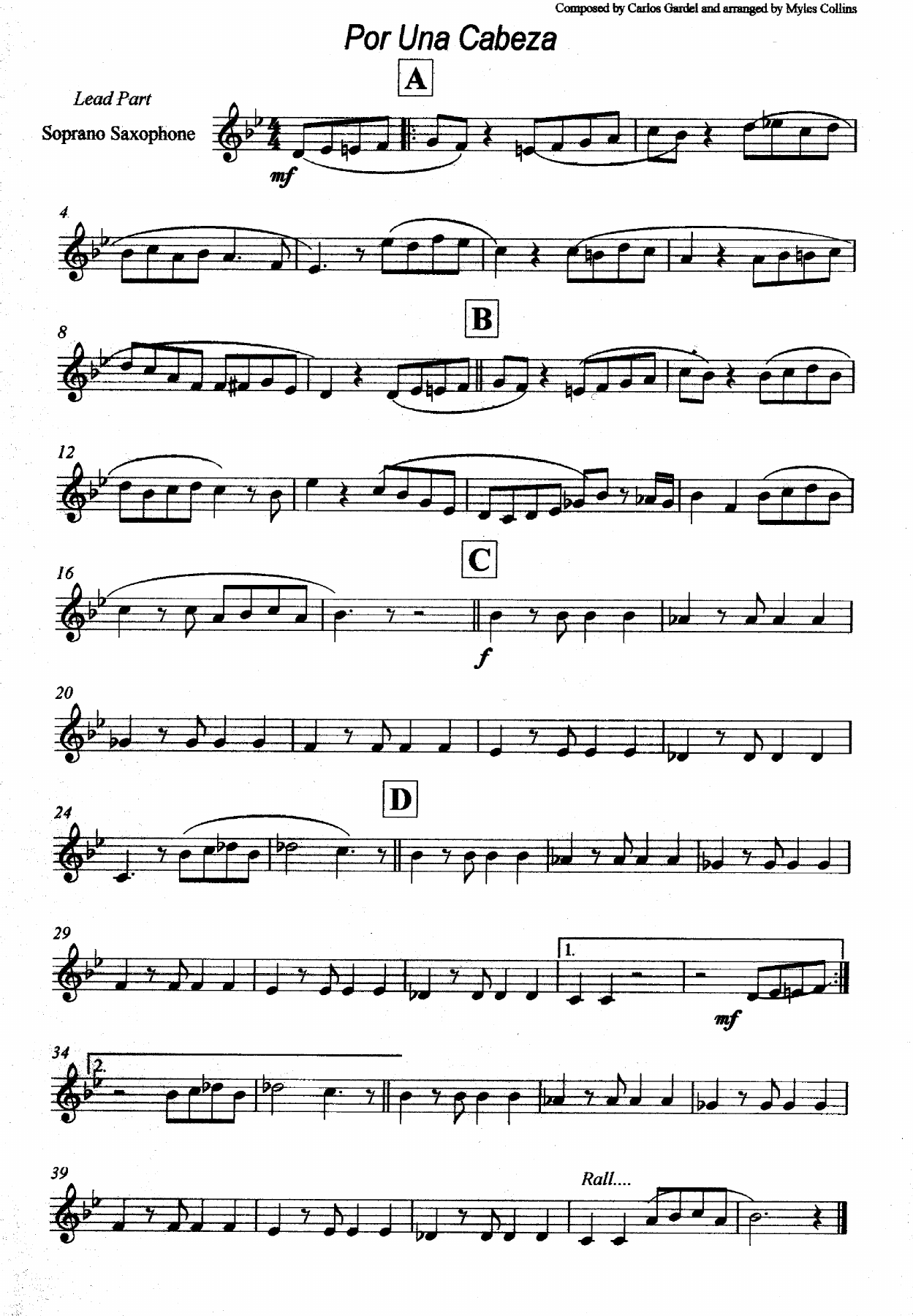 Por Una Cabeza — sheet music preview