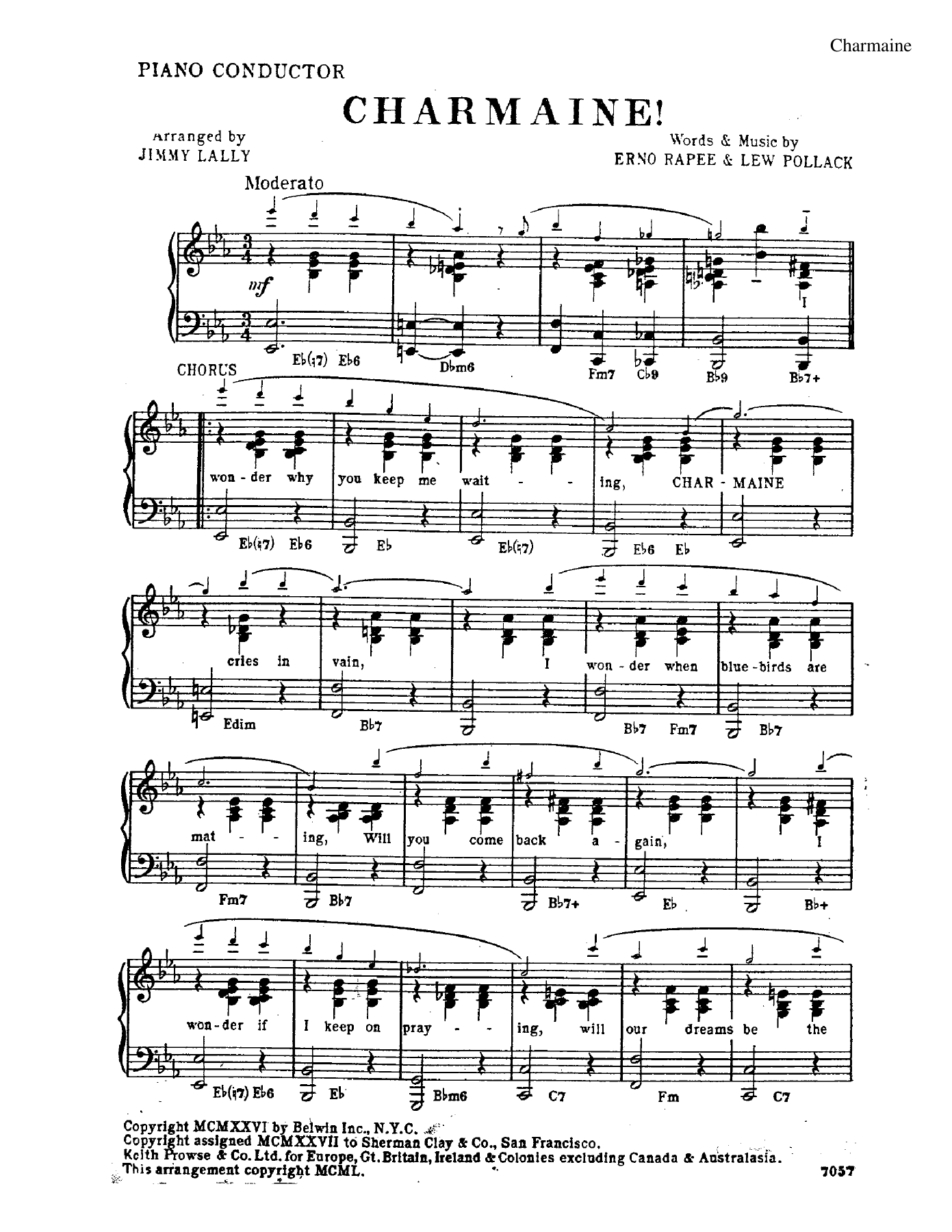 Charmaine — sheet music preview