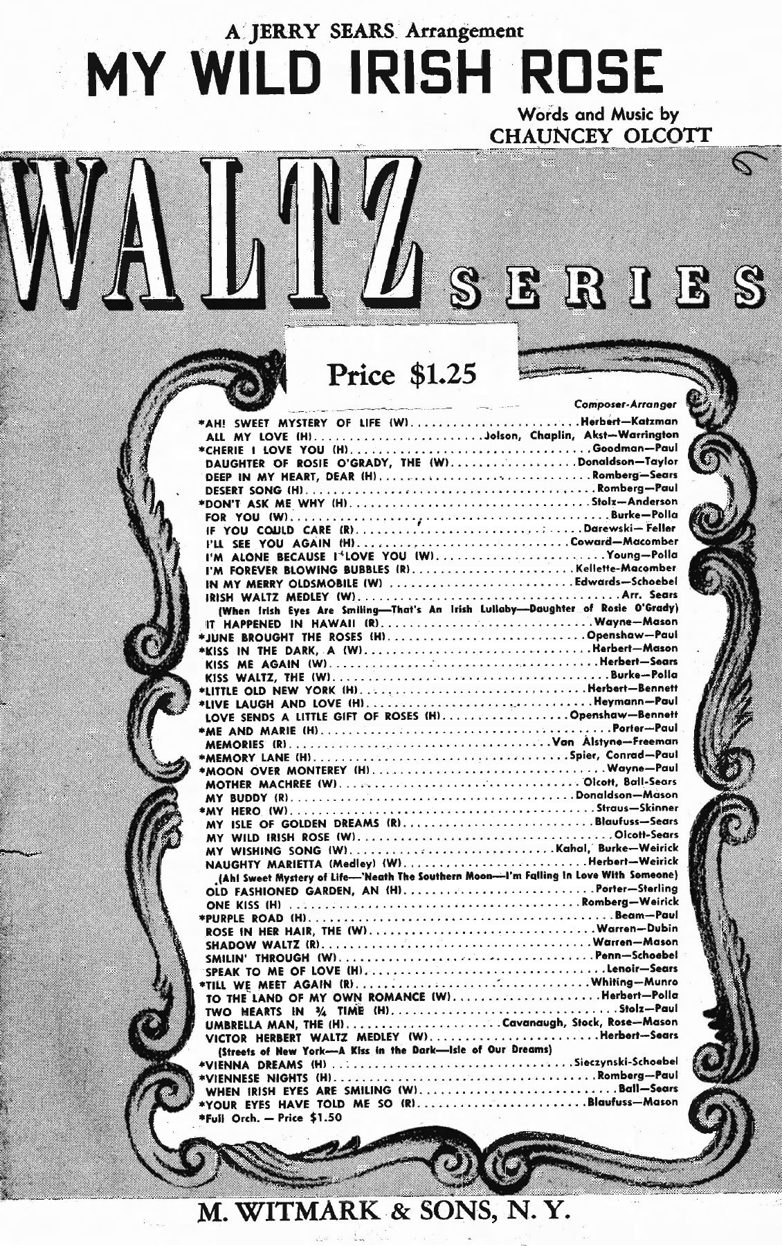 My Wild Irish Rose — sheet music preview