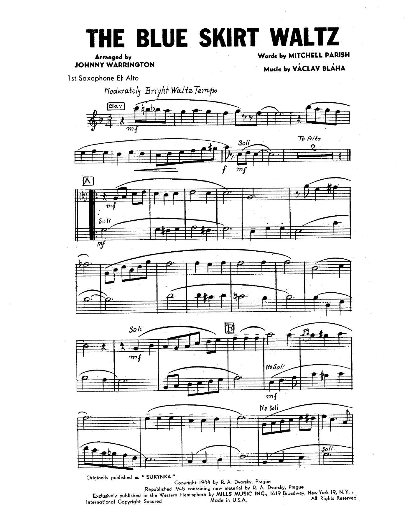 The Blue Skirt Waltz — sheet music preview