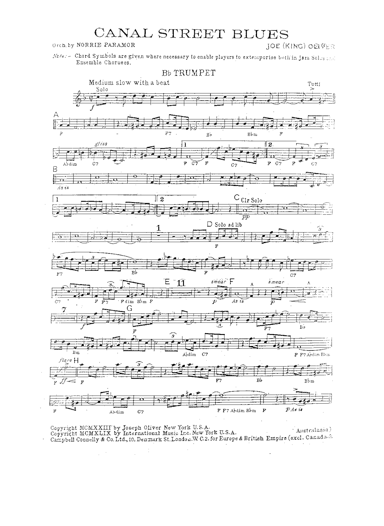Canal Street Blues J.Oliver — sheet music preview