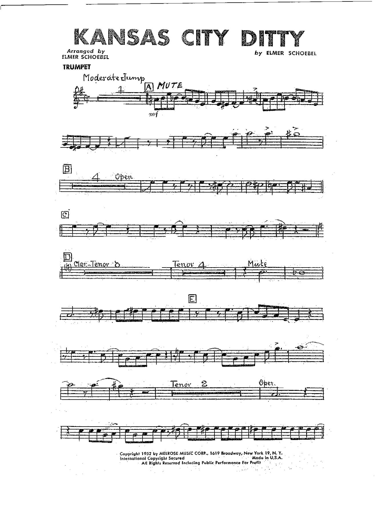 Kansas City Ditty — sheet music preview