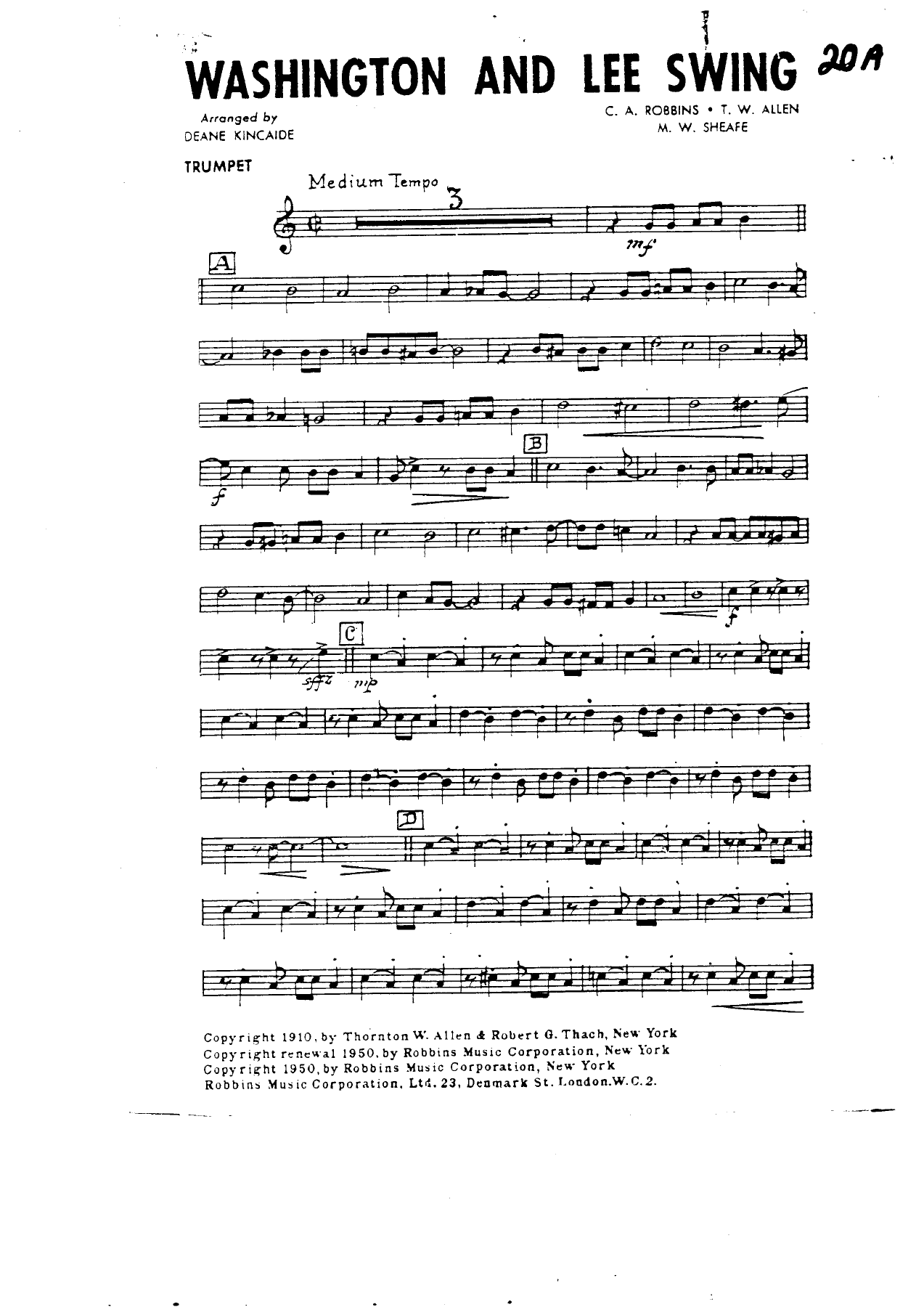Washington And Lee Swing — sheet music preview