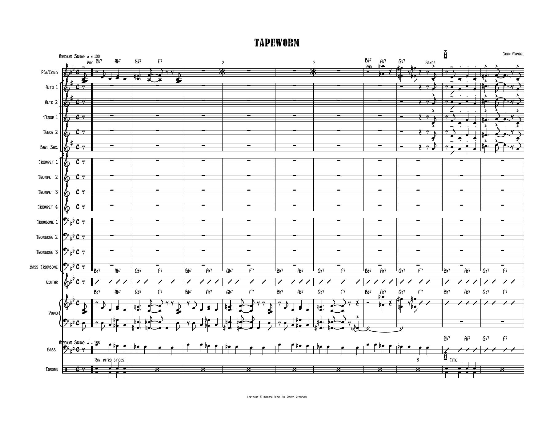 Tapeworm (J.Mandel) P.Woods — sheet music preview