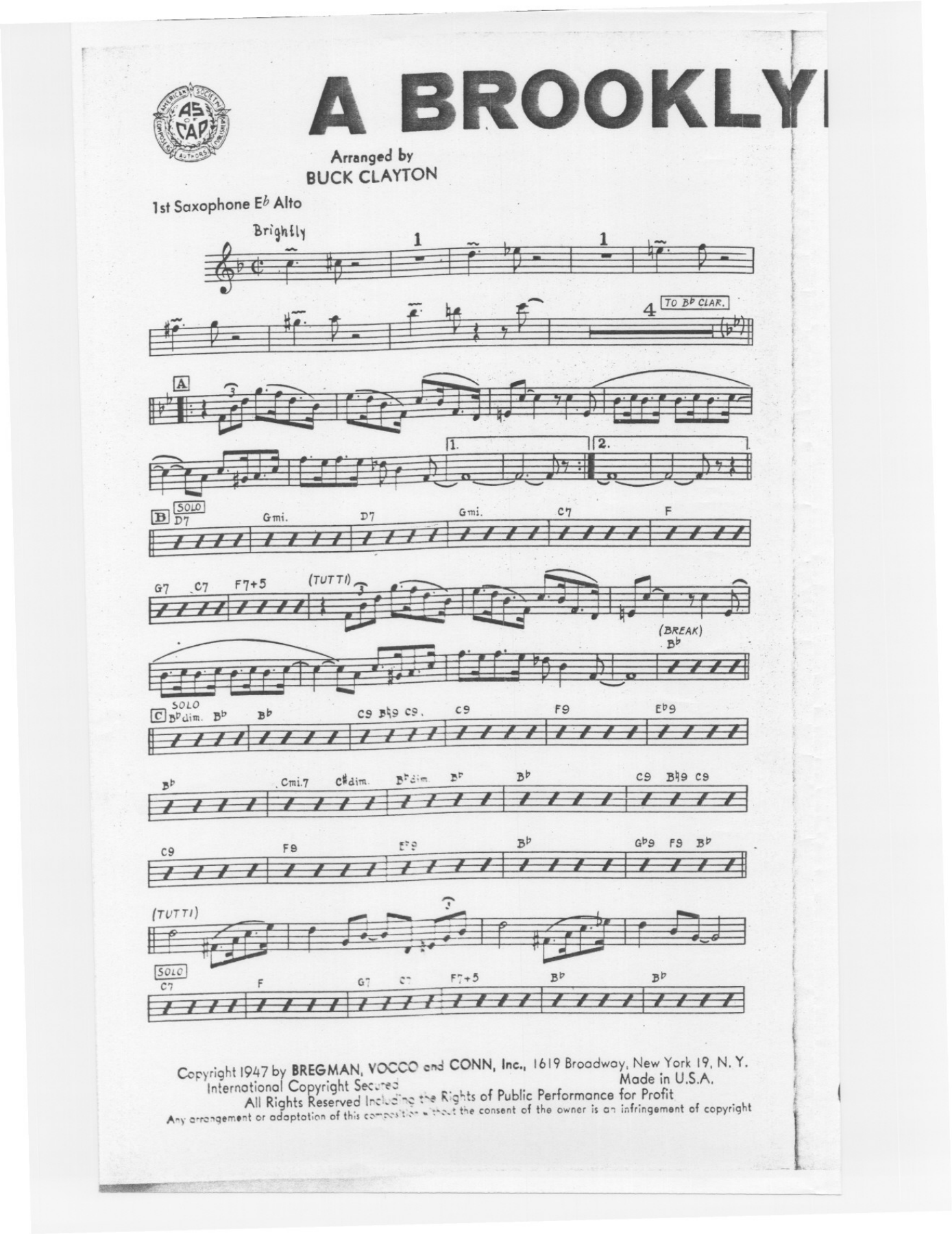 A Brooklyn Breeze (B.Clayton) B.Goodman — sheet music preview