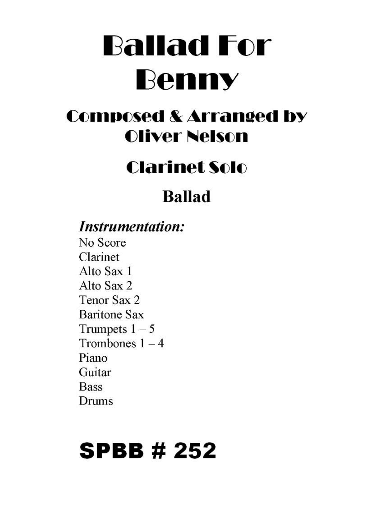 Ballad For Benny (O.Nelson) MP3 — sheet music preview