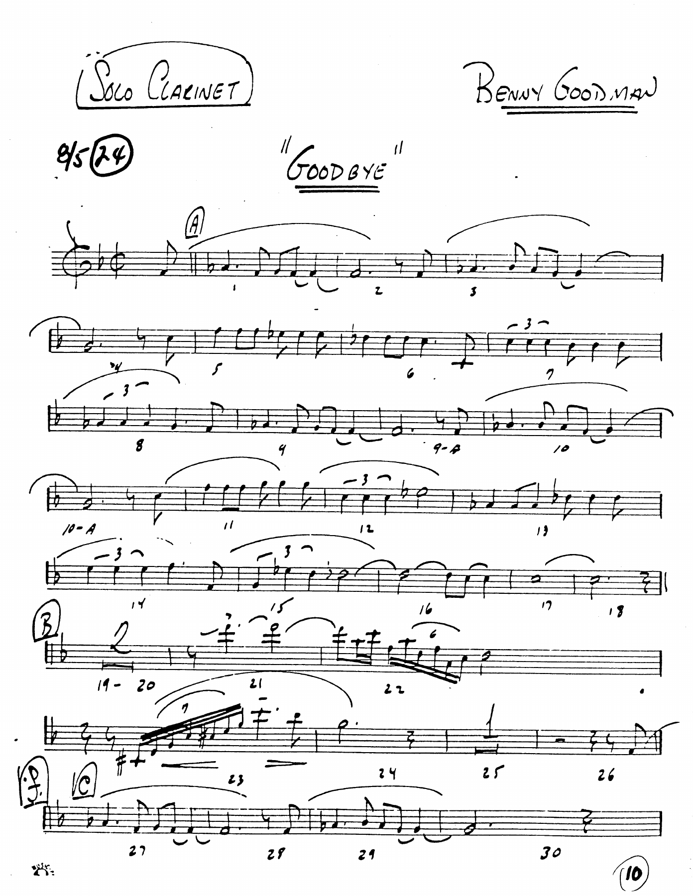 Goodbye (B.Goodman) MP3 — sheet music preview
