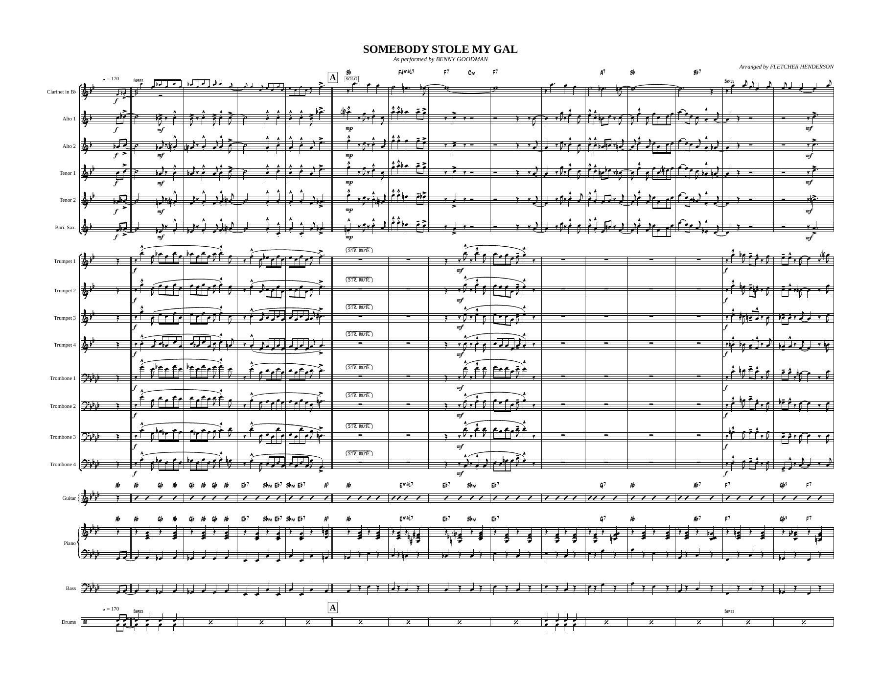 Somebody Stole My Gal (F.Henderson) B.Goodman MP3 — sheet music preview