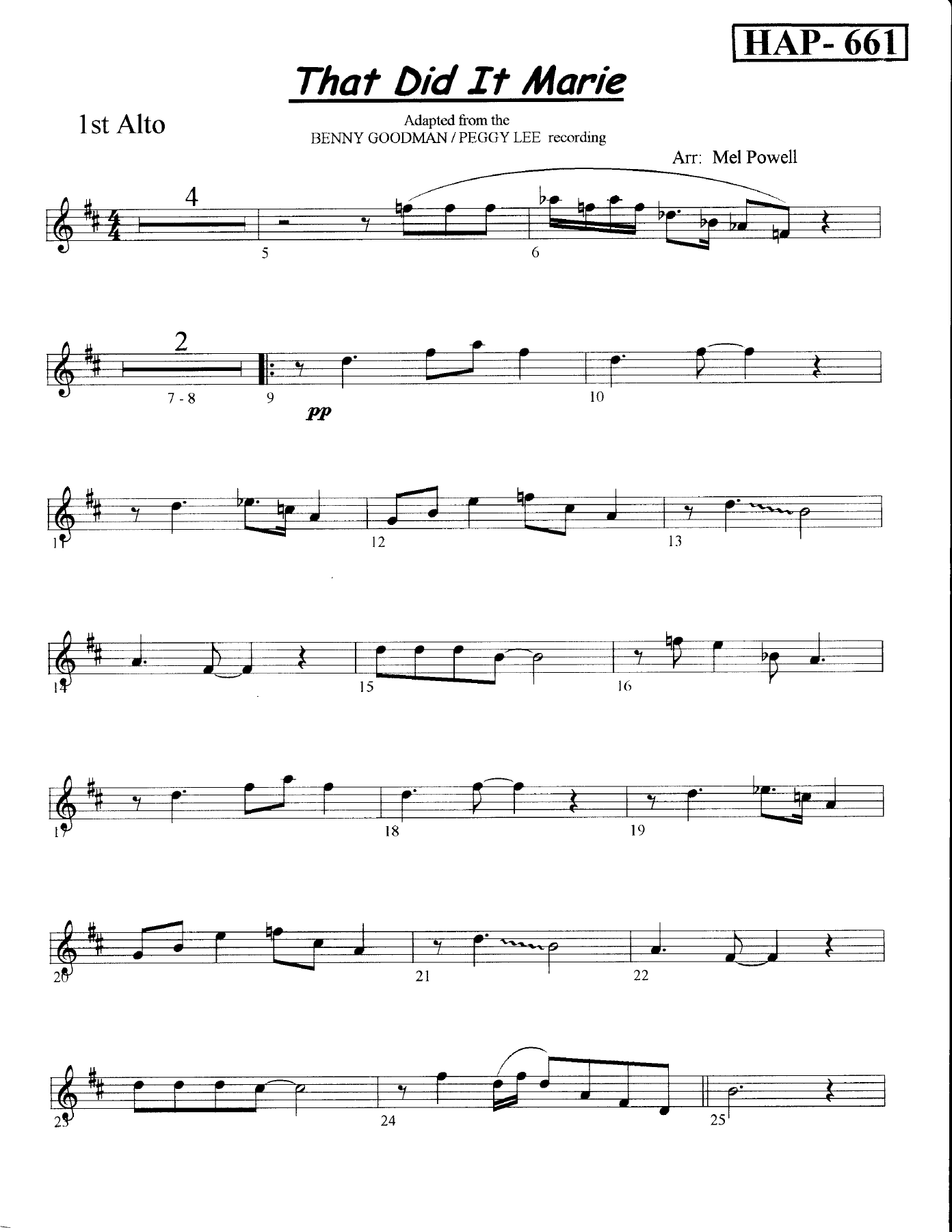 That Did It Marie (M.Powell) — sheet music preview