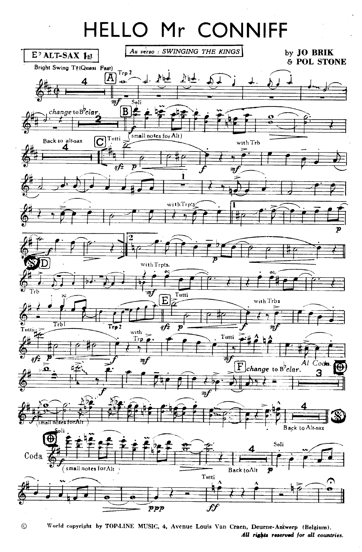 Hello Mr Conniff (Jo Brik-Pol Stone) MP3 — sheet music preview