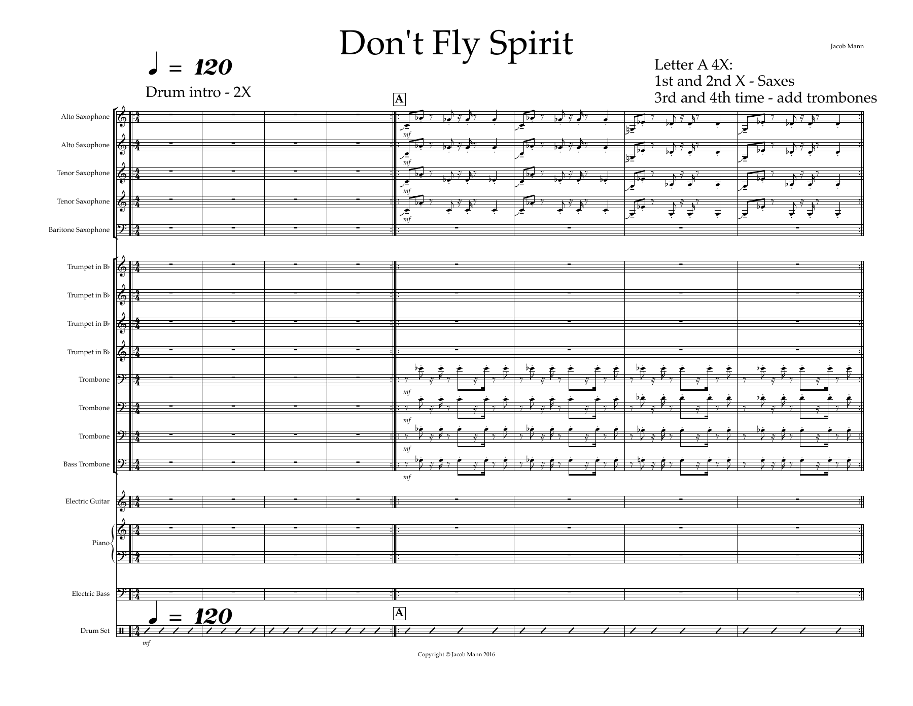 Don't Fly Spirit (J.Mann) MP3 — sheet music preview