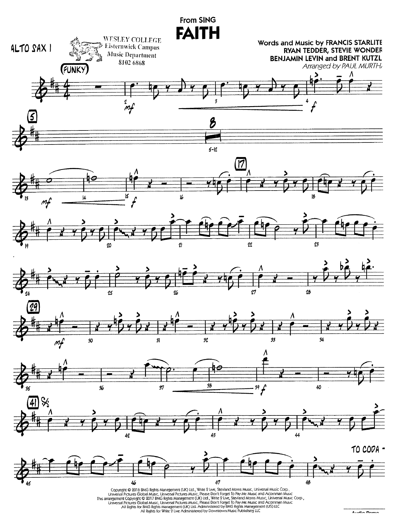 Faith (P.Murtha) MP3 — sheet music preview