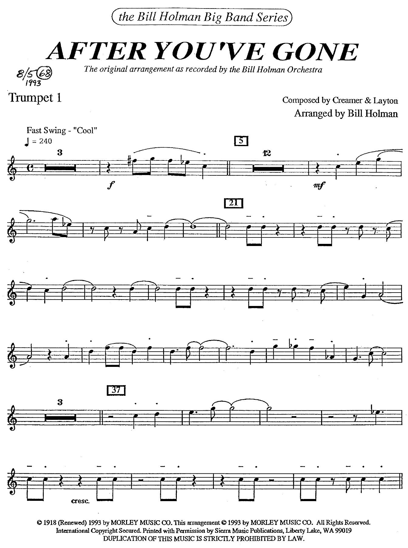 After You've Gone (B.Holman) T.Gibbs — sheet music preview