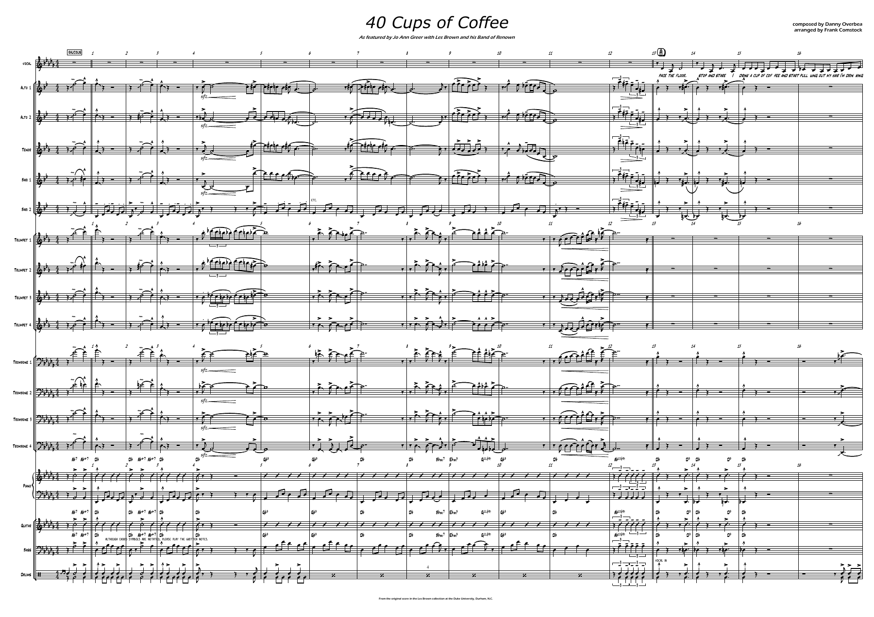 40 Cups Of Coffee (F.Comstock) Les Brown.Voc — sheet music preview