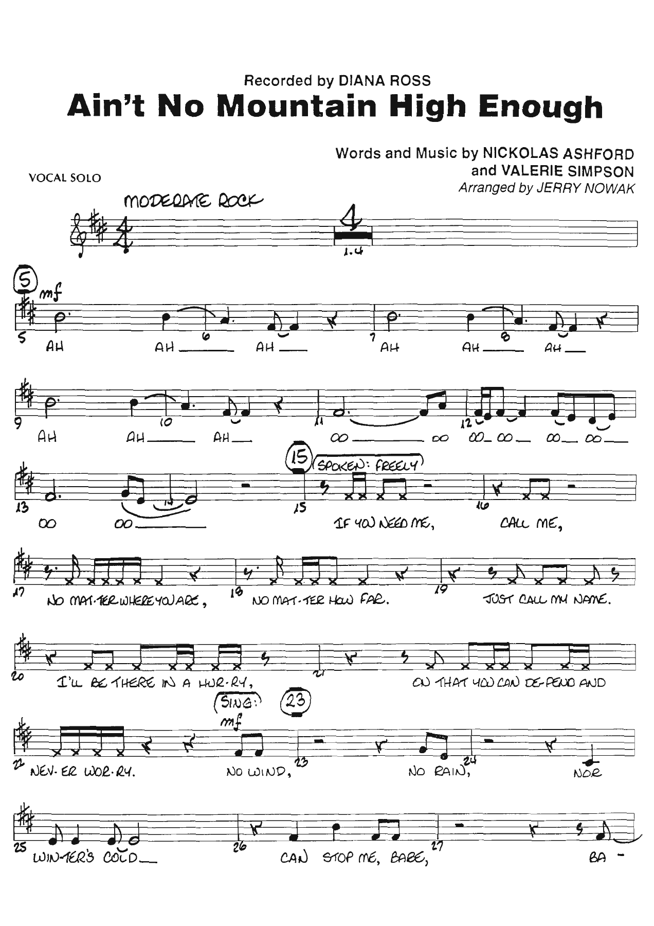 Ain't No Mountain High Enough — sheet music preview