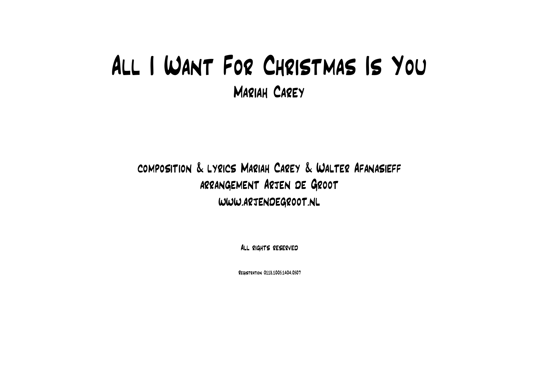 All I Want For Christmas Is You (Arjen de Groot) Vocal — sheet music preview