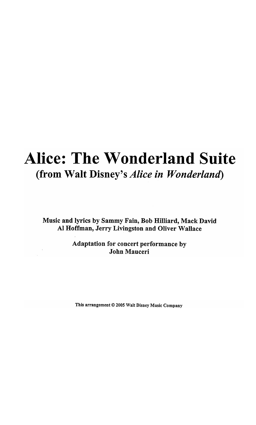 Alice In Wonderland (suite) — sheet music preview
