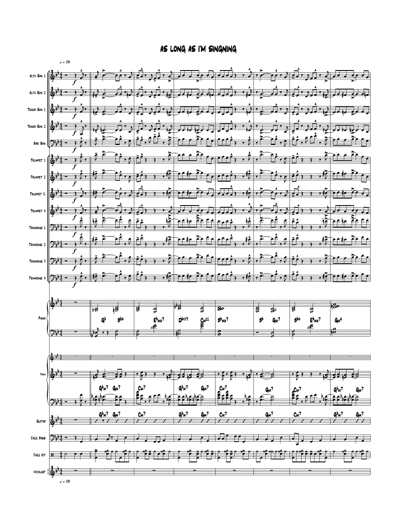 As Long As I'm Singing — sheet music preview