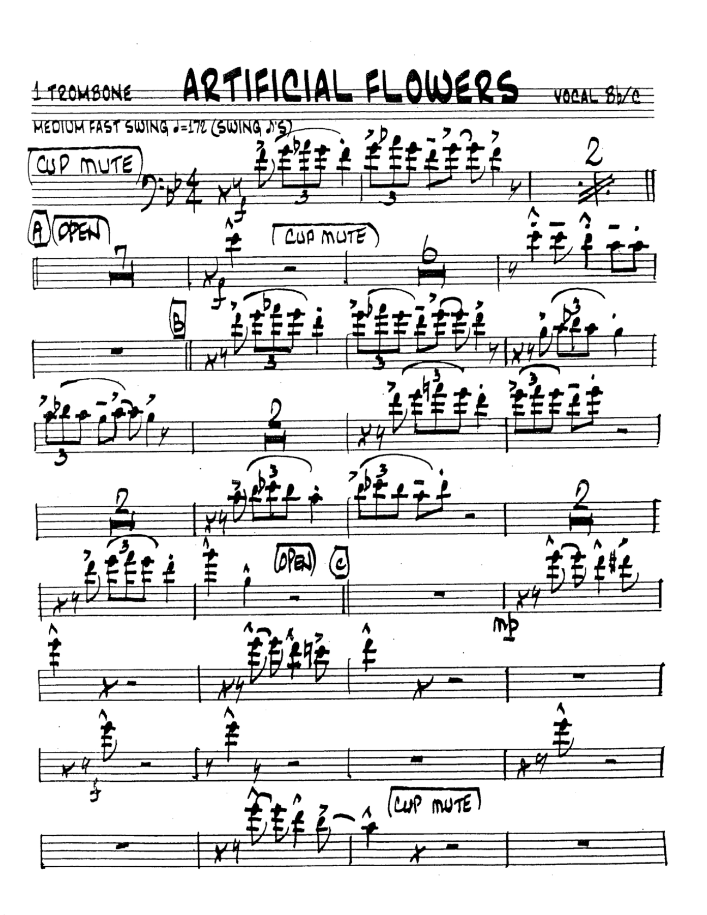 Artificial Flowers — sheet music preview
