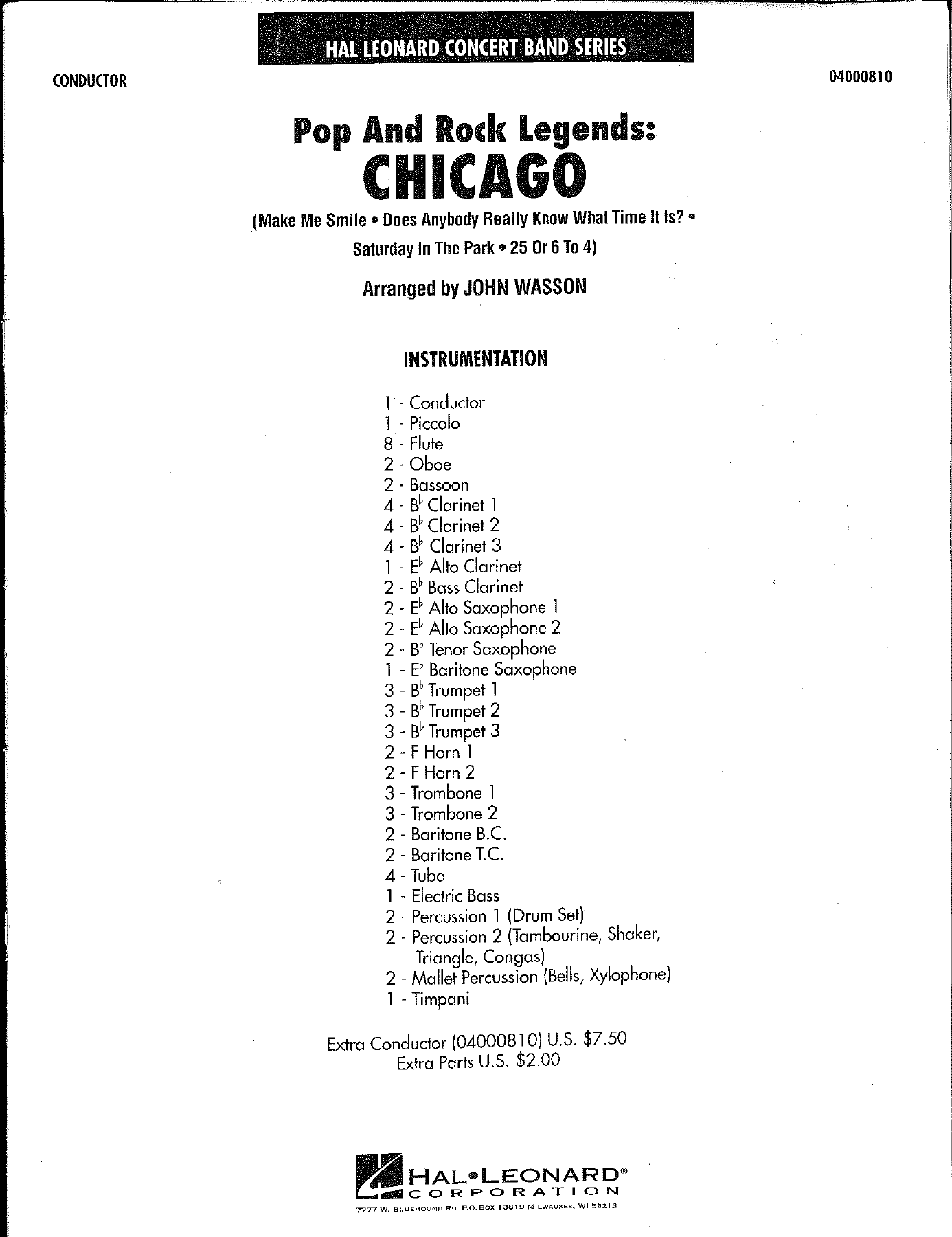 Chicago;Pop And Rock Legends — sheet music preview