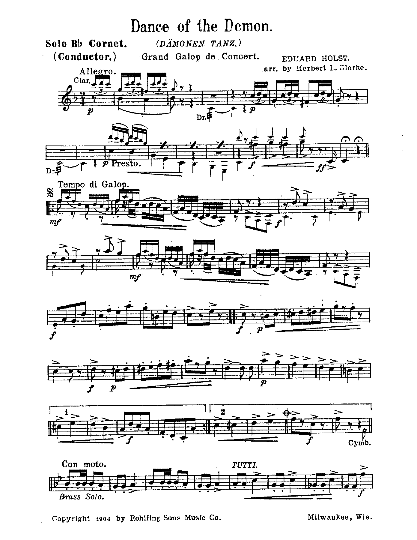 Dance Of The Demons, Eduard Holst — sheet music preview