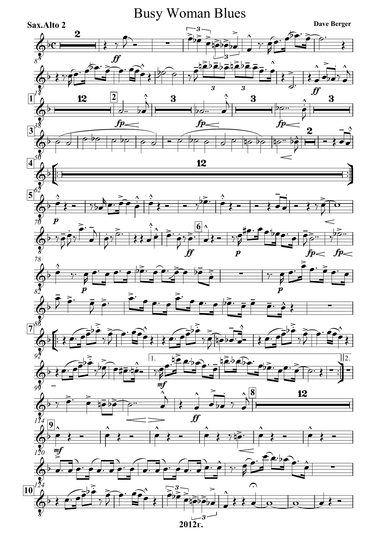 02.Busy Woman Blues Sax. Alto — sheet music preview