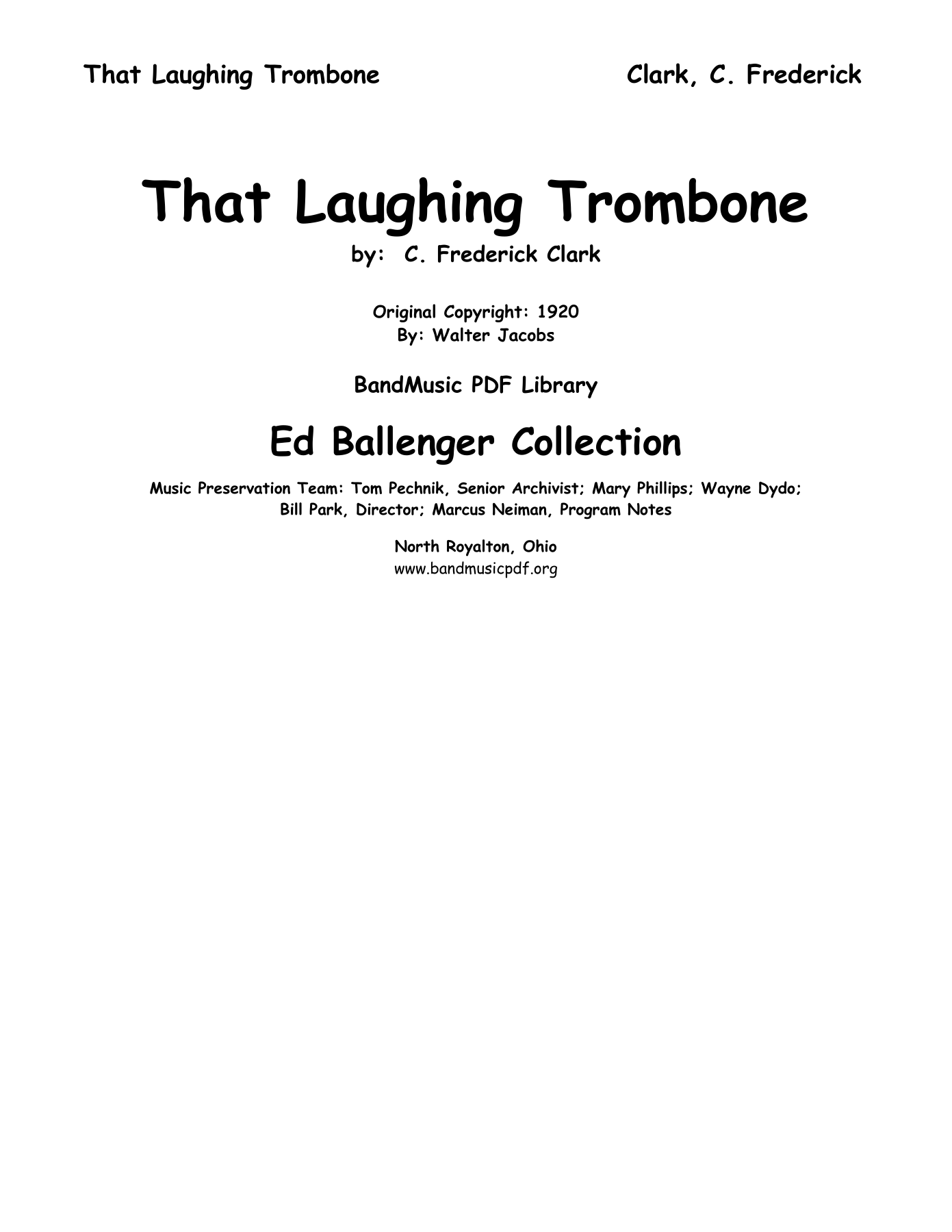 laughing trombone — sheet music preview