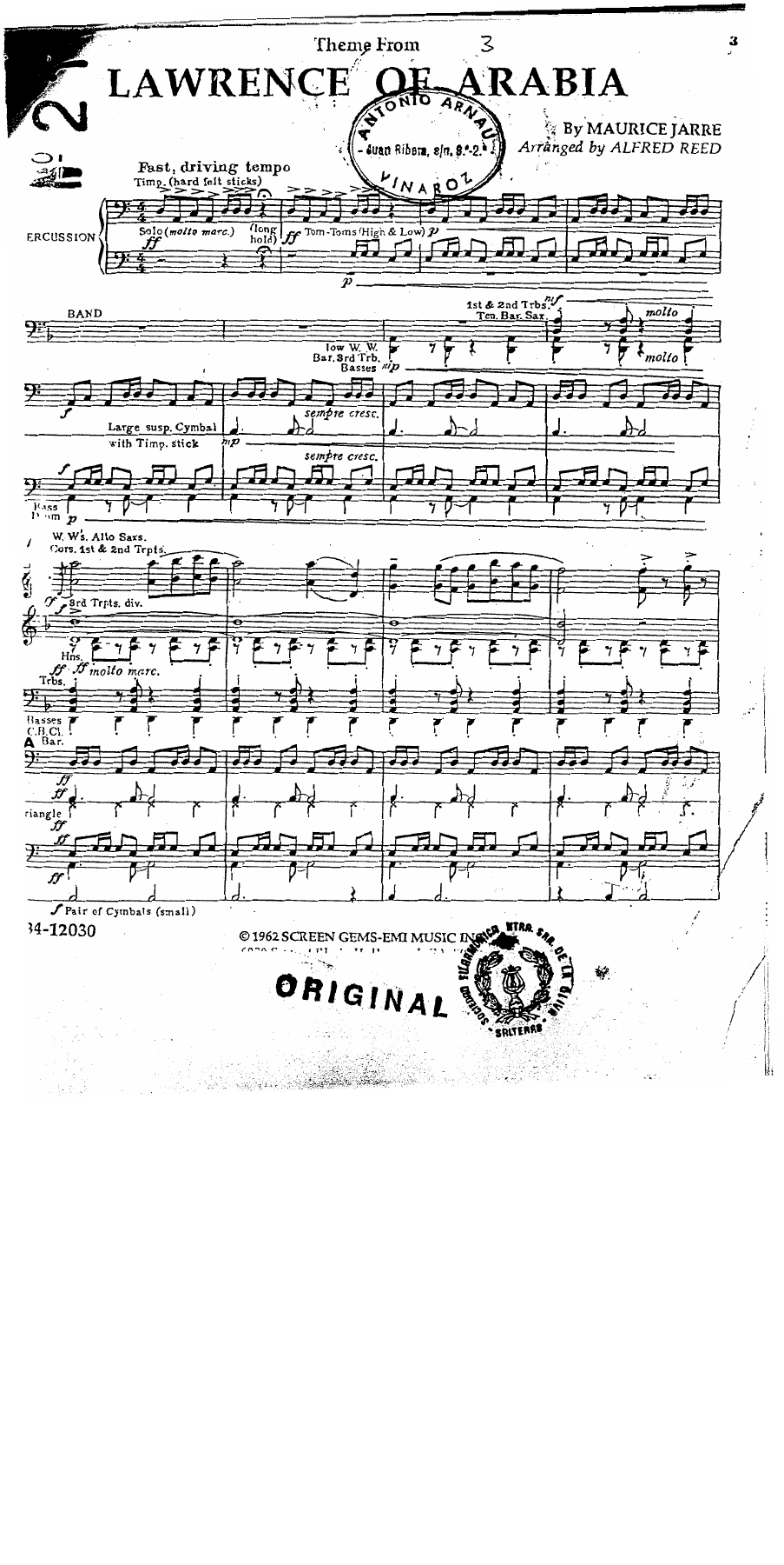 Lawrence of Arabia — sheet music preview