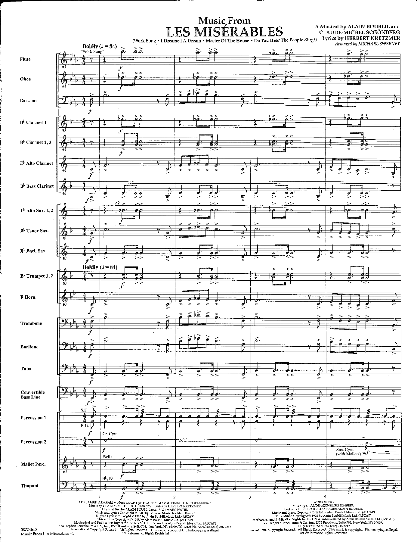 Les Miserables, Music From — sheet music preview