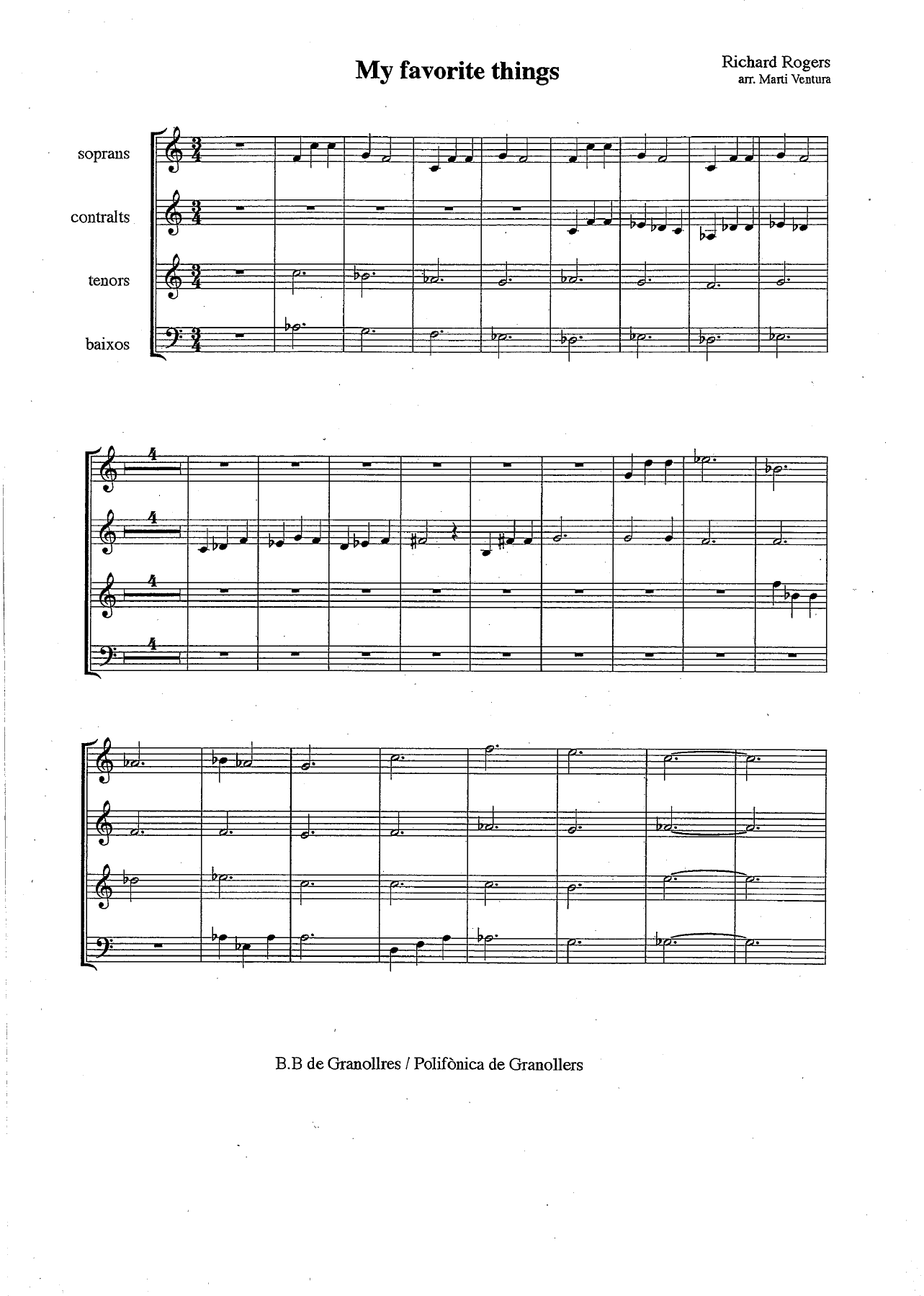 my favourite things CORAL — sheet music preview