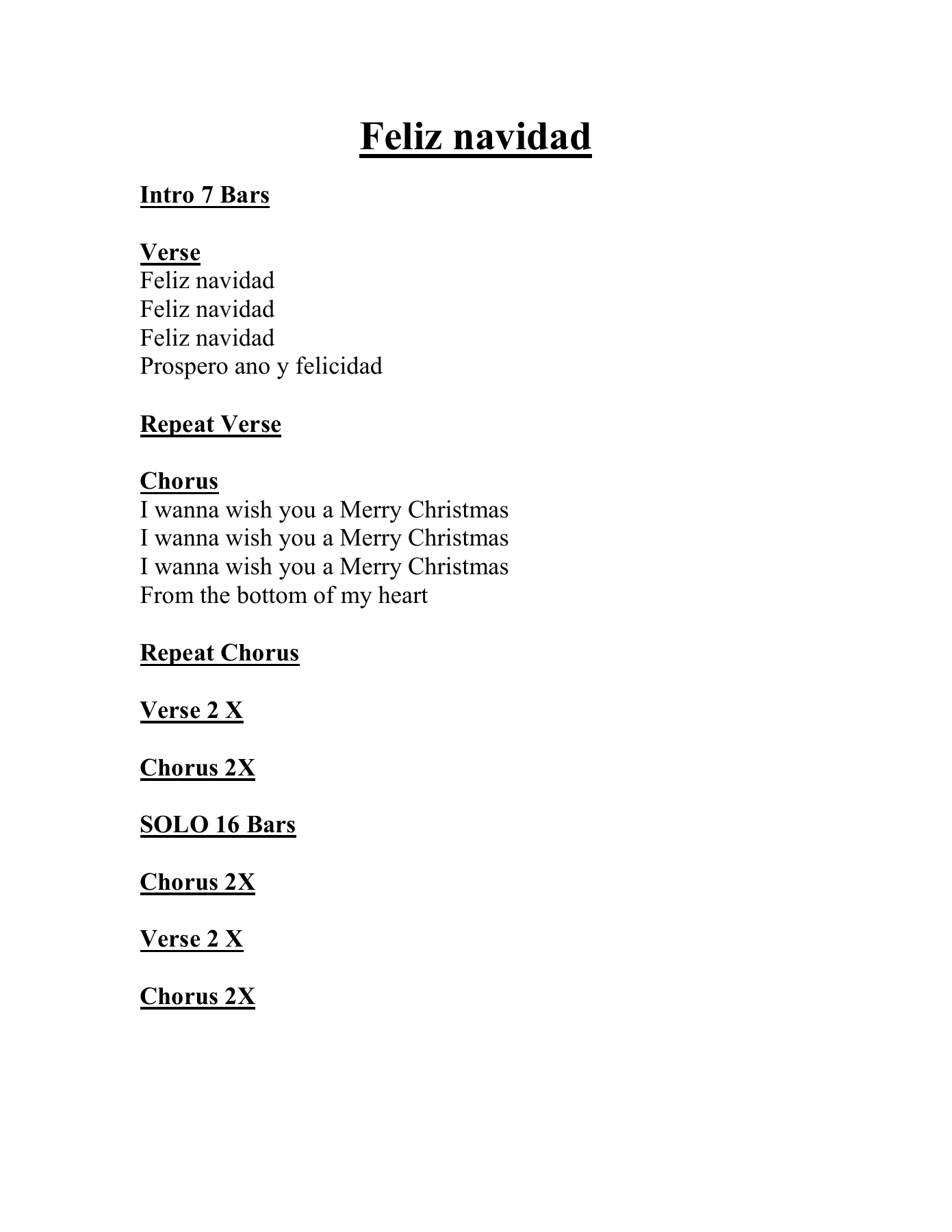 Feliz Navidad Lyrics — sheet music preview