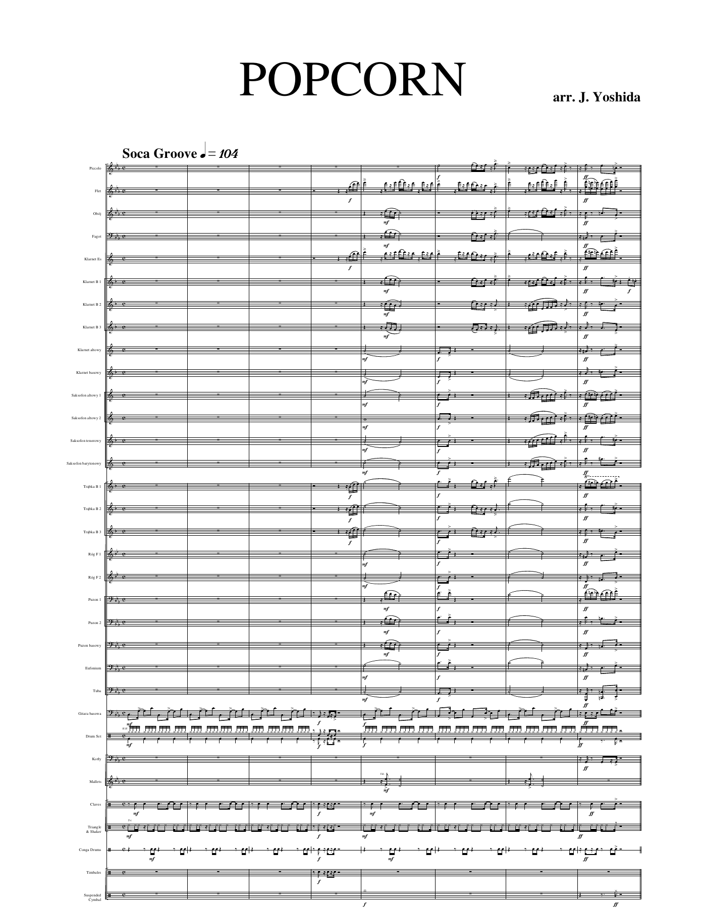 Popcorn (J.Yoshida) Gershon Kingsley — sheet music preview